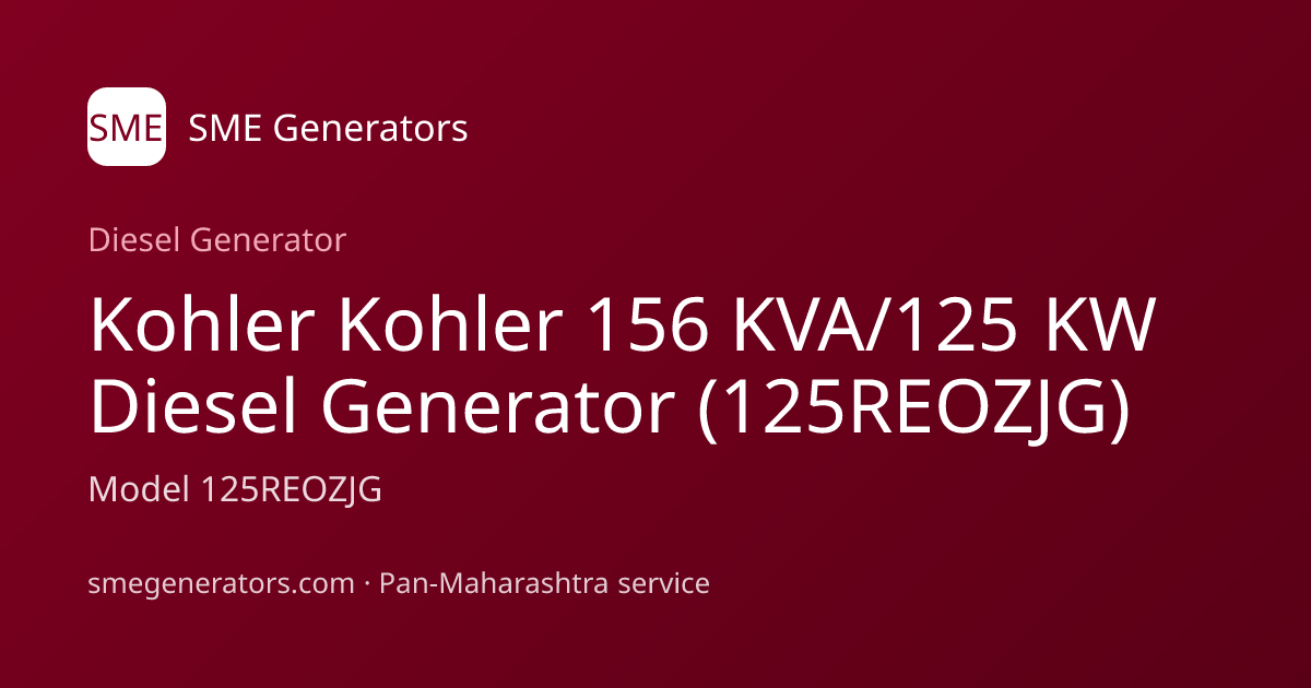 Kohler Kohler 156 KVA/125 KW Diesel Generator (125REOZJG) 125REOZJG ...